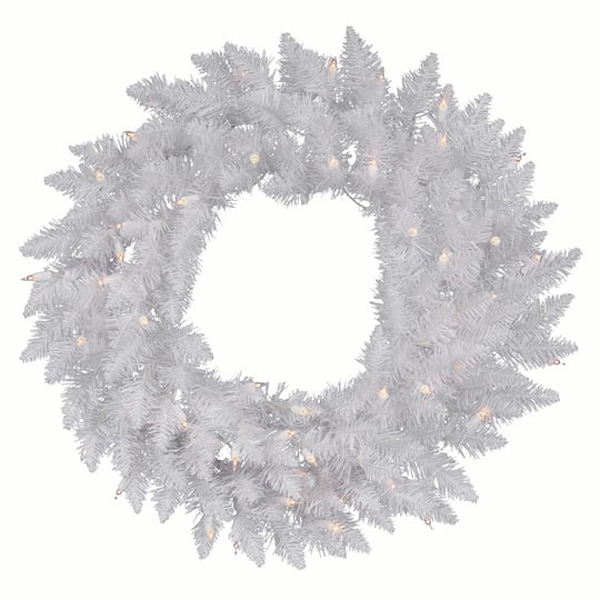 30&#x22; Clear Dura-Lit&#xAE; Sparkle White Spruce Wreath